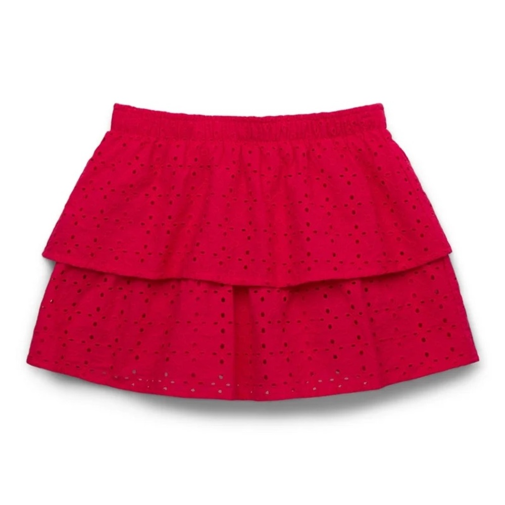 NWT Wonder Nation Girls Reddish Pink Cotton Eyelet Skirt Size S (6-6X)